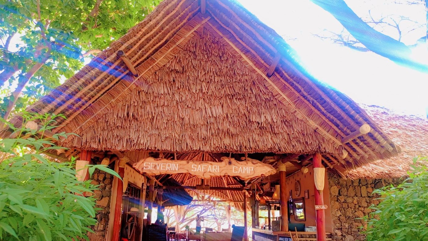 Open-air thatched lounge