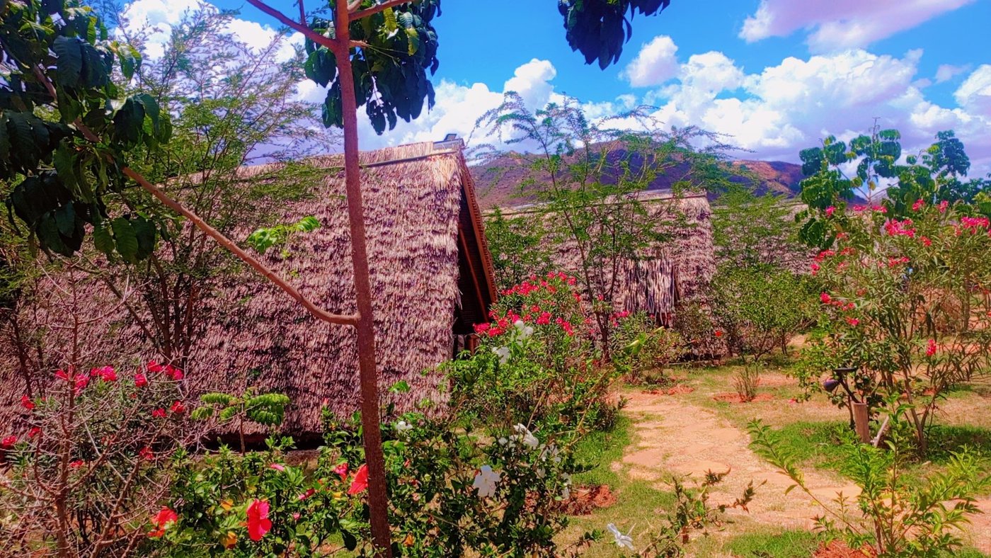 Cottages among flowering gardens
