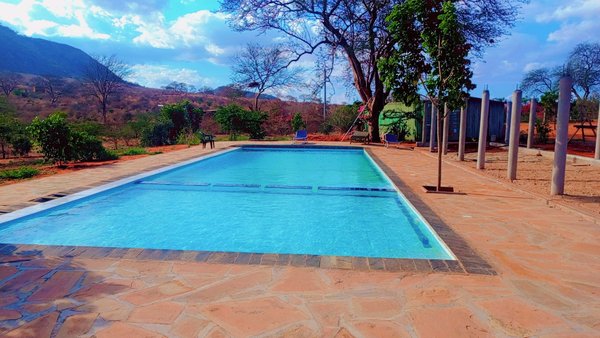 Swimming pool with views over the Tsavo hills